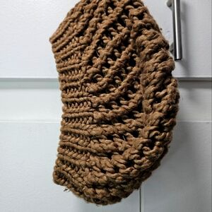 Knit beanie hat cap light brown
